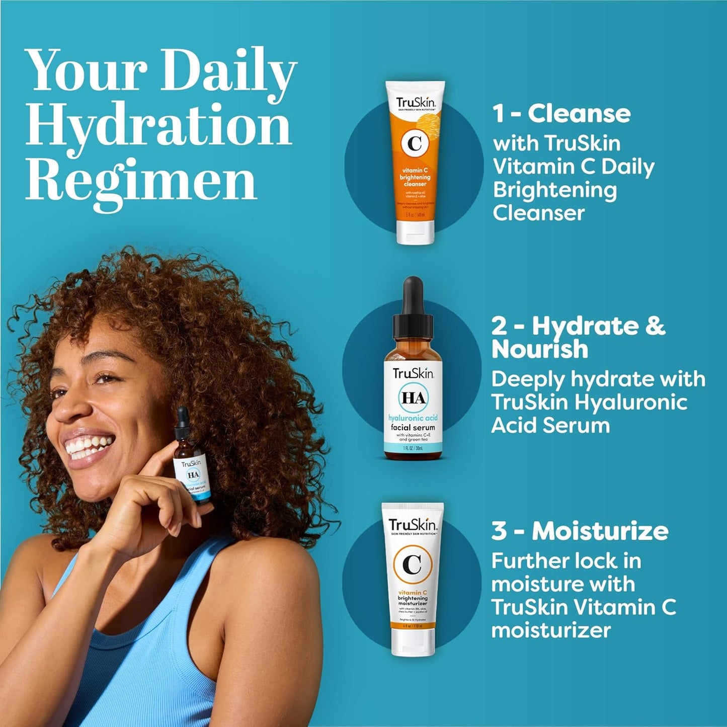 TruSkin Hyaluronic Acid Serum for Face + 7 Ultra Hydrating Ingredients – Best Face Serum for Moisturizing, Visibly Plumping Skin & Smoothing the Look of Fine Lines, 2 fl oz