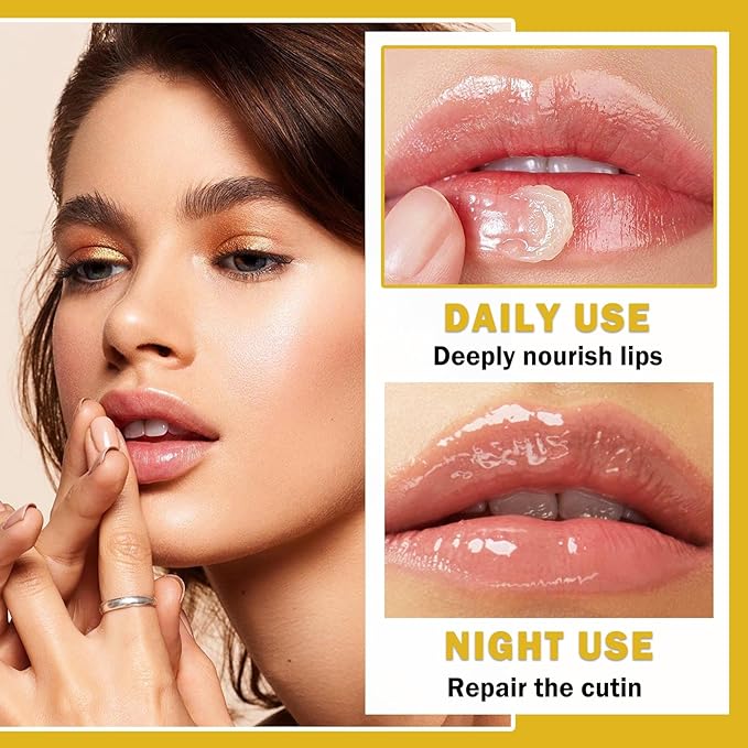 NVLEPTAP 2PCS Bee Lip Balm Honey Pot Honey & Strawberry Lip Balm Moisturizing Honey Lip Mask Lip Care Products Lip Balm with Wand