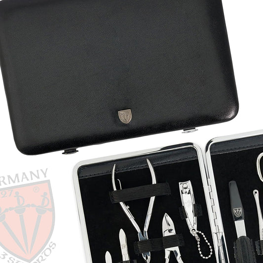 3 Swords Germany - brand quality 11 piece manicure pedicure grooming kit set for professional finger & toe nail care scissors clipper fashion leather case in gift box, Made by 3 Swords (00255)