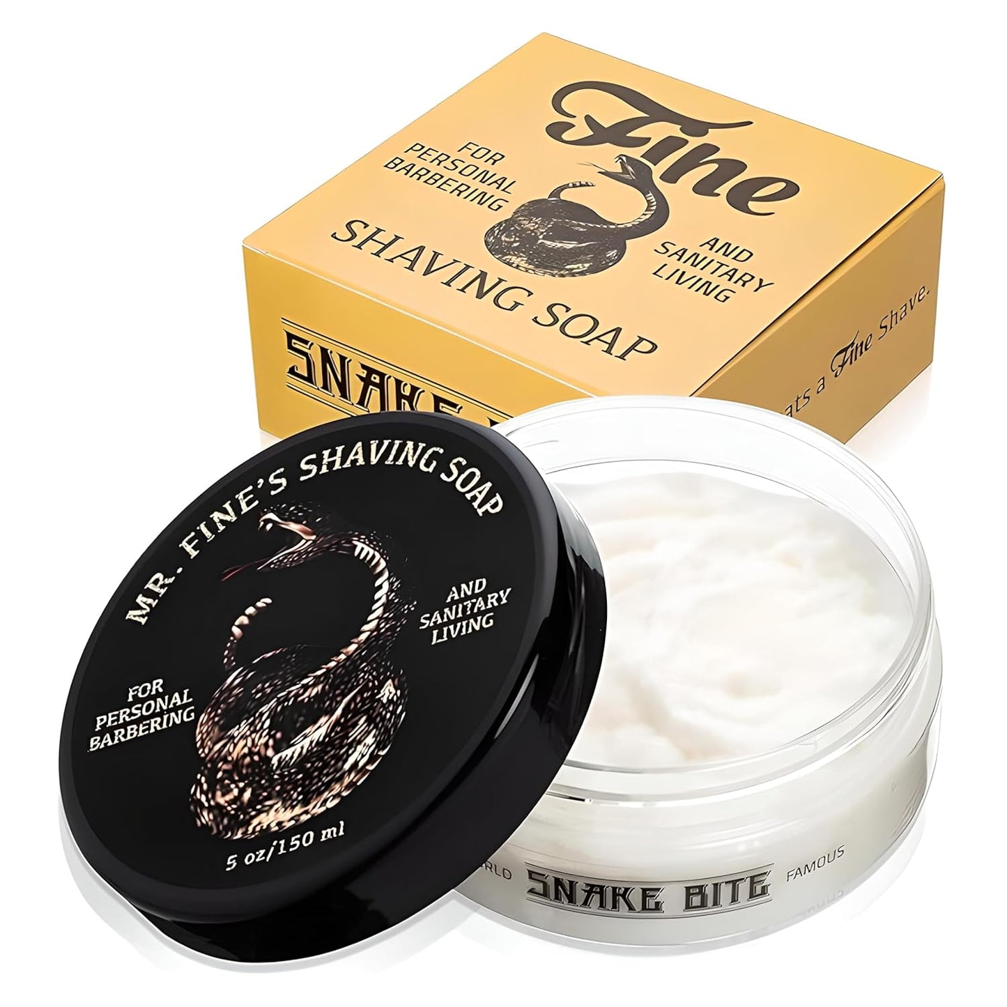 Mr. Fine 21C Men’s Shaving Soap, Builds Thick & Easy Lather, Protects From Razor Burn & Irritation, No Artificial Colors, Made In Italy, 5oz. (150ml), Snake Bite