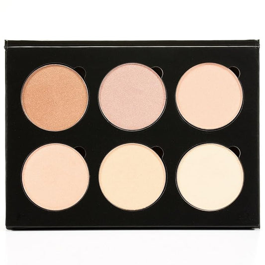 Makeup Highlighter Palette – Beauty Junkees Powder Highlighter Makeup Palette 6 Shades Glow Kit, Face Highlight Make Up Set for Beginners, Professional Quality, Paraben Gluten Cruelty Free Cosmetics
