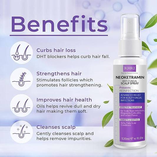 Neoketramin Anti Fungal Scalp Spray | Dandruff Treatment for Dandruff, Psoriasis & Folliculitis | Antifungal & Itchy Scalp Treatment for Dry, Irritated Scalp | Relief for Yeast Infections & Ringworm