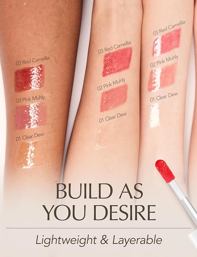 Natural Bloom Korean Lip Oil Serum 0.14 fl oz | Moisturizing Lip Booster Plumping Oil Tint Serum Enriched w/Camellia & Safflower Oils | Non-Irritating Color Changing Lip Oil (Red Camelia)