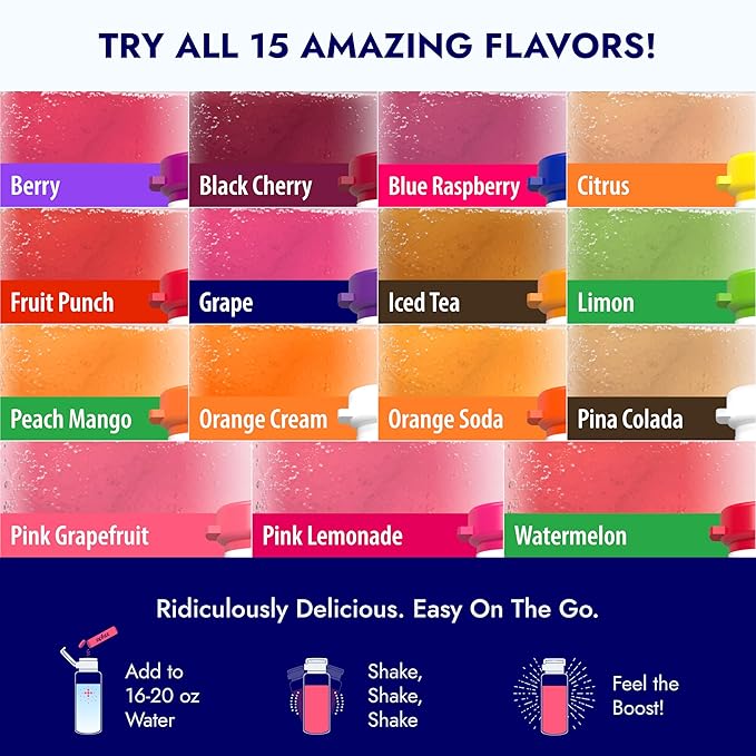Zipfizz Daily Energy Drink Powder, Variety Pack, 15 Pack | 3-in-1 Sustained Energy, Rapid Hydration, and Essential Vitamins | Sugar-Free | Electrolyte Powder | Contains Vitamin B-12 & Antioxidants