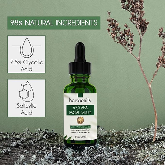 Pure Vitamin C Facial Serum with Salicylic Acid and Glycolic Acid, Anti-Wrinkle, Anti-Acne and Anti-Blackhead, Dark Spot Correcting, 7,5% AHA, Sebum Balance, ¾ oz