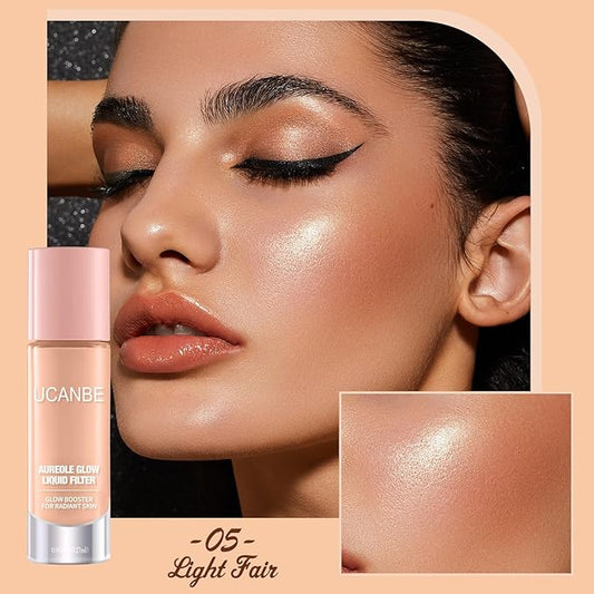 UCANBE Halo Glow Liquid Filter, Face Complexion Booster For Radiant Skin All Day Longwear, Soft-Focus Look Sodium Hyaluronate Vegan & Cruelty-Free - 0.91OZ Light Fair