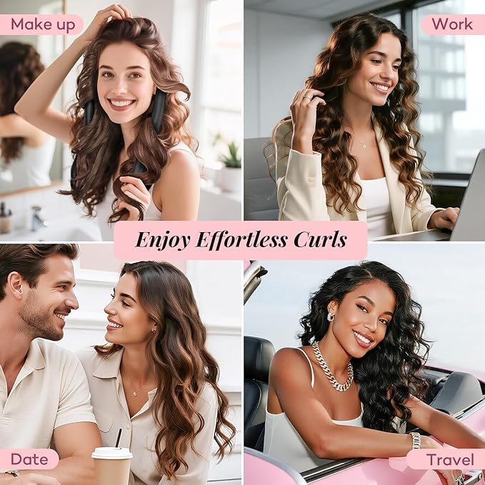 Umisleep 22 Momme 100% Mulberry Silk Heatless Hair Curler Set — Frizz-Free Hair Rollers for Women Long Hair, Overnight Heatless Curls, Upgraded Soft Flat Design with Clips & Scrunchies, Black