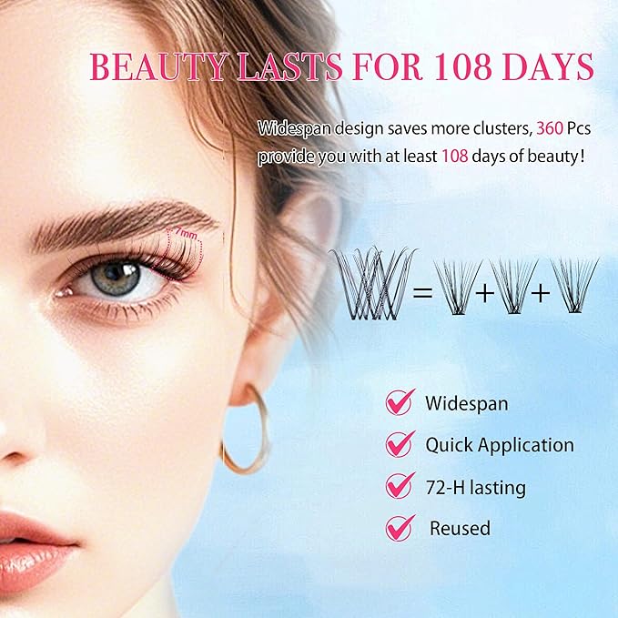 Lash Clusters - Lash Clusters Kit Mix Manga Lash Clusters 0.07D Lashes Clusters Anime Lashes Ultra-Thin Invisible Band 0.05mm DIY at Home No Lash Glue Included