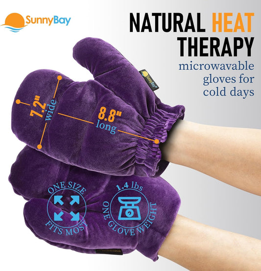 SunnyBay Microwavable Heated Hand Warmer Gloves for Women and Men, Weighted Arthritis Gloves for Women for Pain, Stay-on Wrist Elastic and Bulk-Free Grip for Maximum Functionality, Pair(Small)