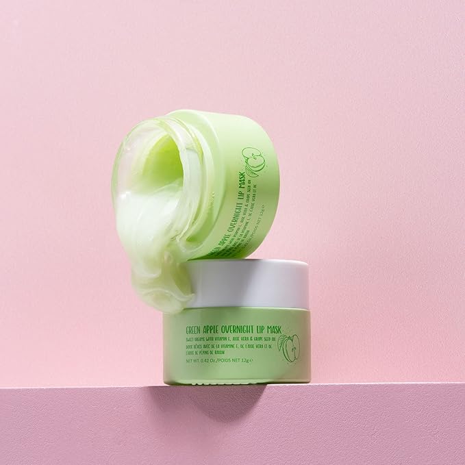 W7 Sweet Dreams Overnight Green Apple Lip Mask - Vitamin E, Aloe Vera and Grape Seed Oil - For Hydrated, Full Looking & Irresistible Lips - 0.40 Fl Oz