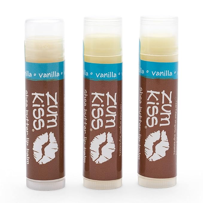 Zum Vanilla Kiss Stick (Pack of 3) with Certified Organic Sunflower Seed Oil, Beeswax, Shea Butter, Pure Essential Oils, Candelila Wax, Vitamin E and Honey, 0.15 oz