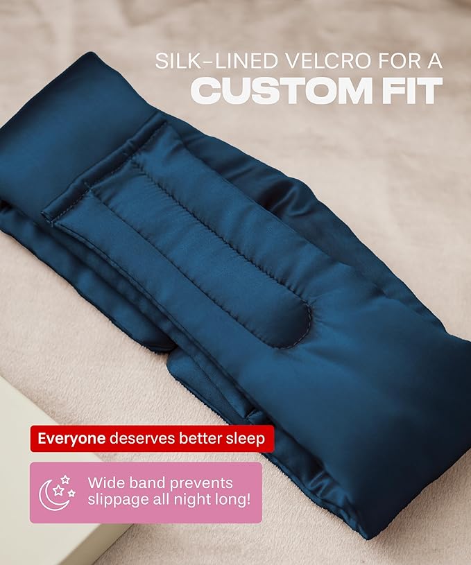 SUNDAYSILKS™ | Adjustable Silk Sleep Mask for Side Sleeper | Cloud-Like Comfort, Weighted for Deep Sleep | Soft Sleep Face Mask for Women & Men, Full Blackout, Cooling Silk Eye Mask for Sleeping