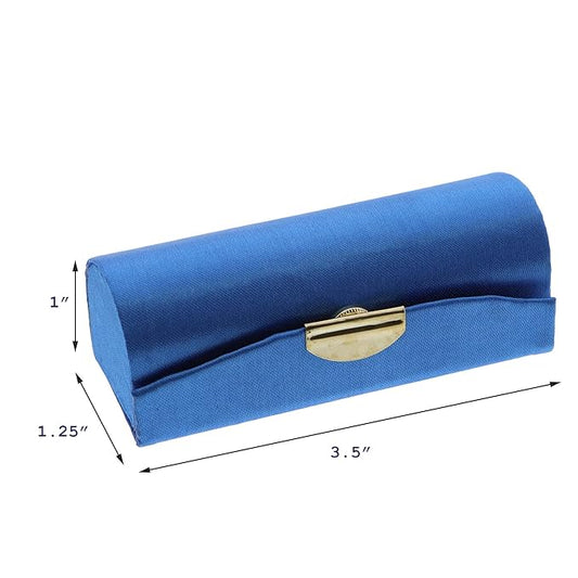 Motique Accessories Solid Satin Ladies Lipstick Case With Mirror Purse Holder Set of 6 (Royal)