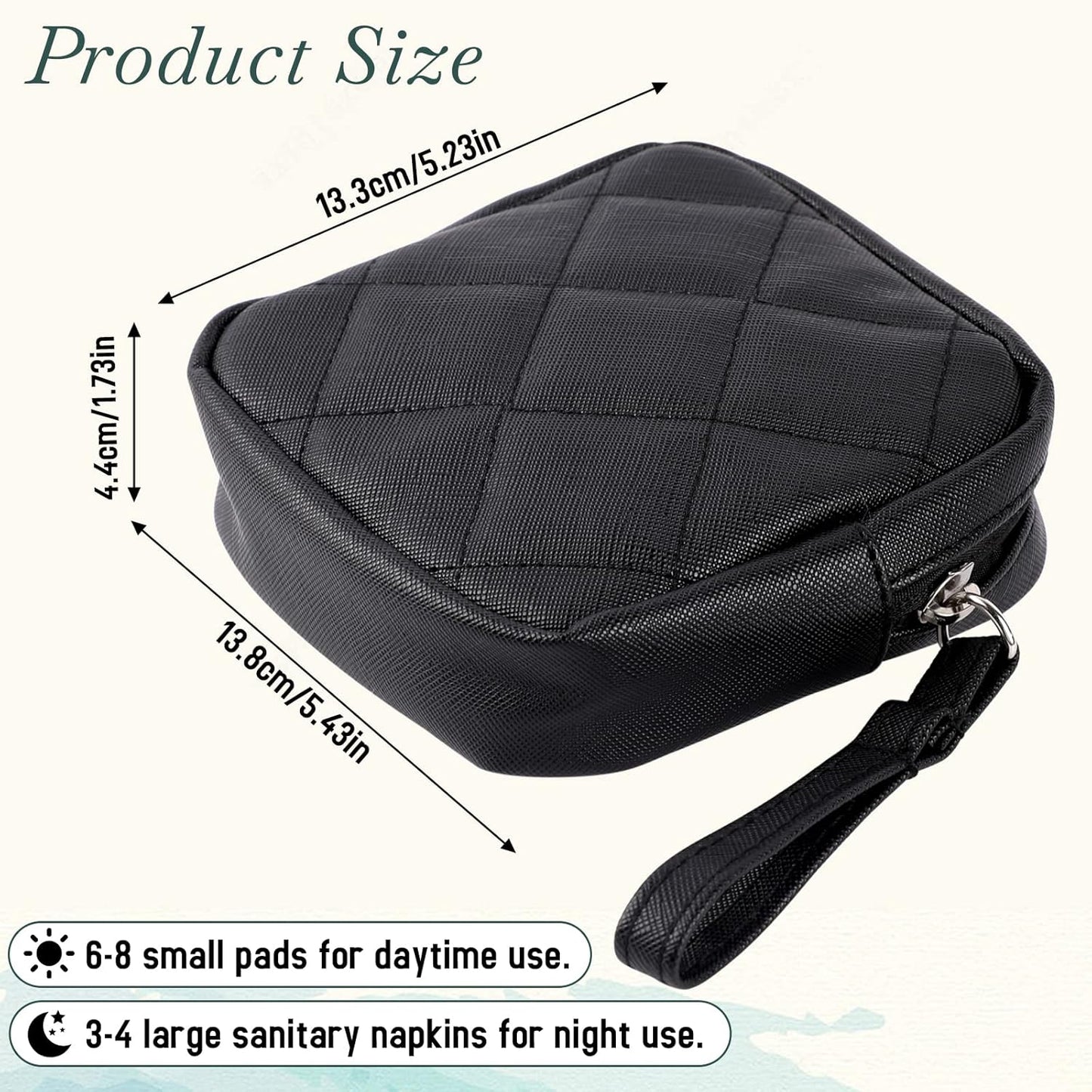 Sanitary Napkin Storage Bag, Period Bag, Period Pouch, Feminine Menstrual Pad Tampon Organizer, Portable Sanitary Pads Pouches First Period Kit for Teen Girls Women Ladies(Black)