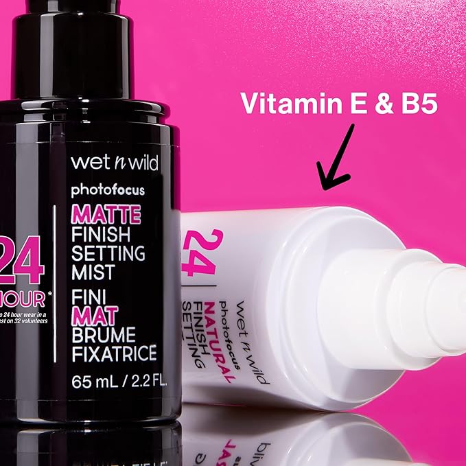 wet n wild Photo Focus Setting Mist, 24HR Wear, Lightweight & Nourishing with Provitamin B5 & E, Suitable for All Skin Types, Cruelty-Free & Vegan- Matte Finish