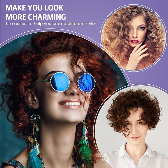 Syhood 30 Pcs 7'' Flexible Curling Rods Twist Foam Hair Rollers Soft Foam No Heat Hair Rods Rollers and 1 Steel Pintail Comb Rat Tail Comb for Women Long Short Hair(Purple,7 x 0.47 Inch)