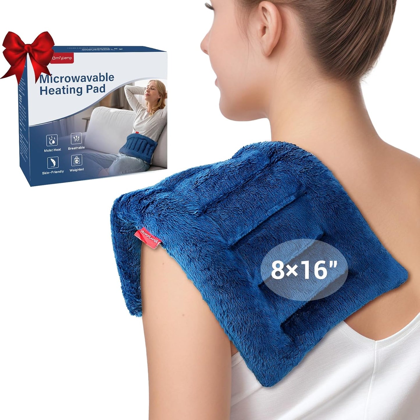 Comfytemp Microwavable Heating Pad for Pain Relief, 8"x16" 2.18 LB Hot Pack Moist Heat Physical Therapy for Neck Shoulder, Cramps, Muscle Aches, Joints, Warm Compress Recovery Gifts