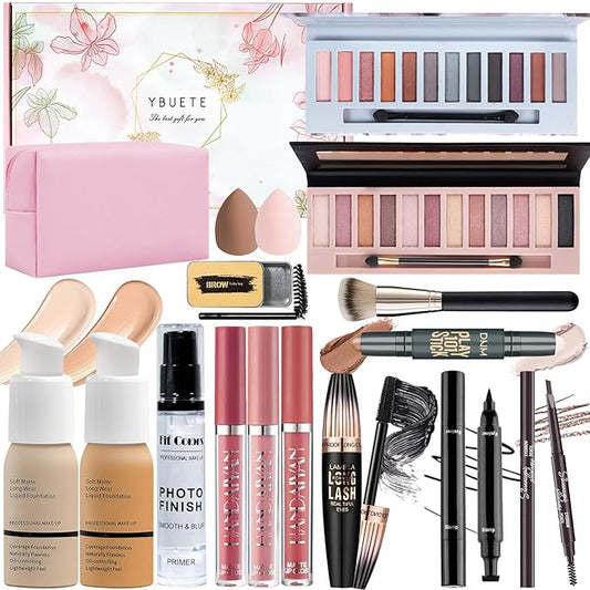 Makeup Set, Makeup Set Kit for Women Girls Teen Full Kit, Multipurpose Makeup Set, Professional & Beginner Makeup Kit Include Foundation, Face Primer, Eyeshadow Palette, Cosmetic Bag