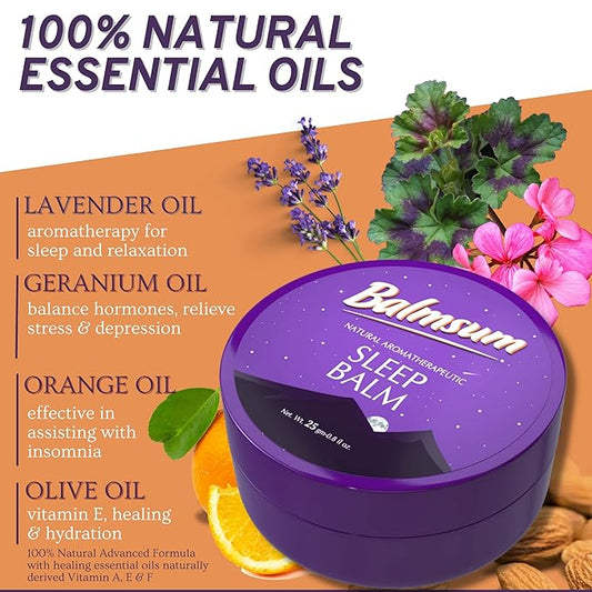 Natural Sleep Balm 100% Natural Scented Relaxing Balm for Children and Adults, Calming Night Balm, Organic Sleep Balm-25gm-