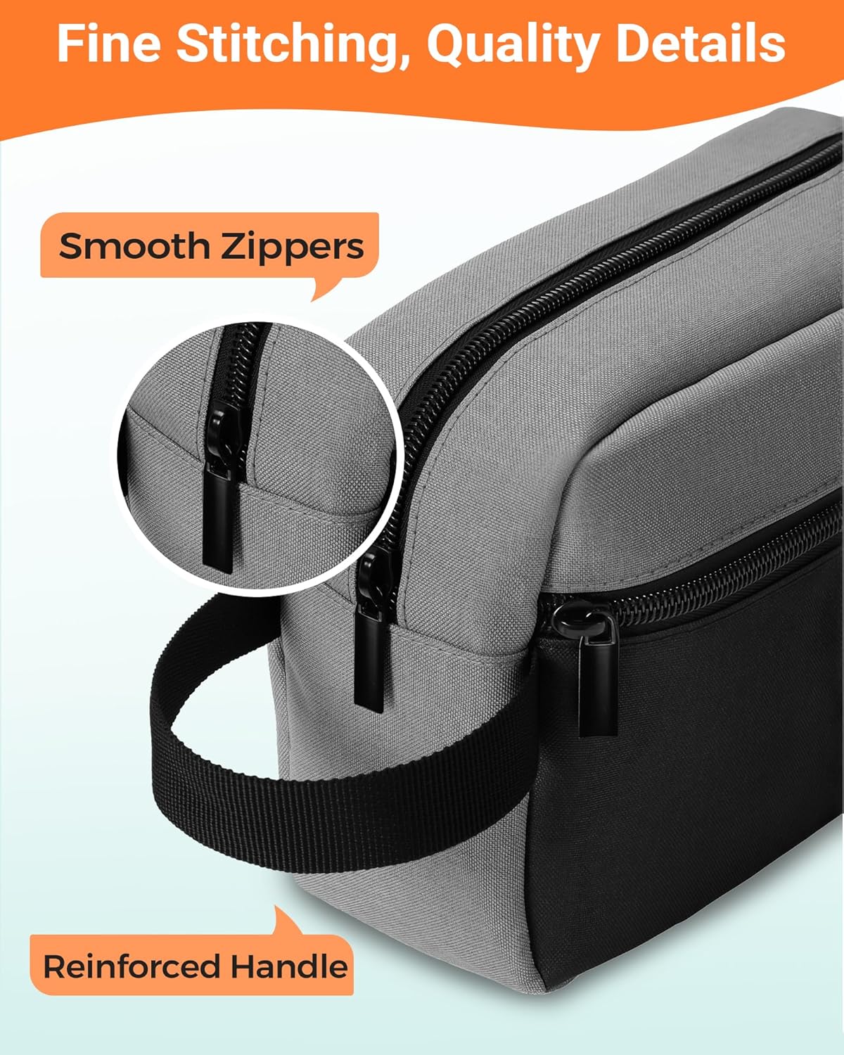 Elviros Travel Toiletry Bag for Men Hanging Toiletries Dopp Kit Small Bathroom Hygiene Tool and Medicine bag for Traveling Essential Shaving Pouch (Grey&Black)