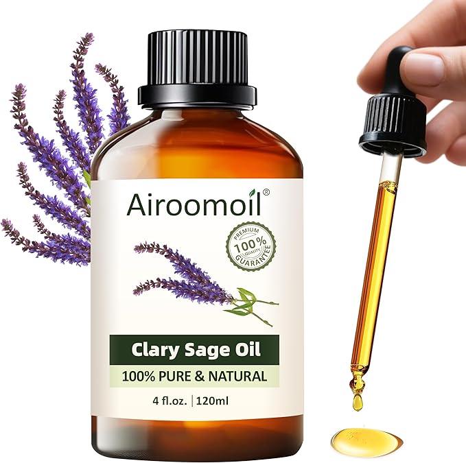 Pure Clary Sage Essential Oil, 100% Pure Natural Clary Sage Essential Oil, Premium Grade Essential Oils for Diffusers for Home, Skin, Care Massage, Soap Making, Aromatherapy, 4 Fl Oz | 120ml