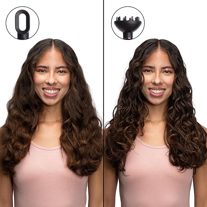 Foxybae Super Styler – 4-in-1 Blow Dryer Brush Set - Diffuser, Blowout Brush, 1.25” Curling Barrel & Drying Cylinder - Voluminous, Frizz-free Hair - Blow Dryer, Straightener & Curler [Black Rose-Gold]