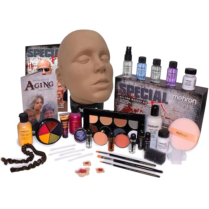 Mehron Makeup Special FX Set for Halloween, Horror, & Cosplay (Practice Head Included)