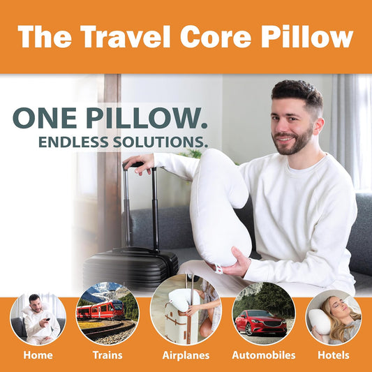 Core Products Travel Pillow, Orthopedic Neck Support, Airplane Travel, Packable, Portable Use Sitting or Sleeping