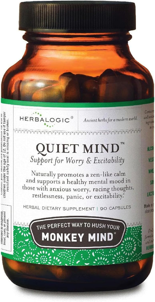 Quiet Mind Herb Capsules - Non-Sedating, Promotes a Feeling of Zen-Like Calm - Eases Worry - Based on The Traditional Chinese Formula GUI Pi Tang - 90 Cap Count