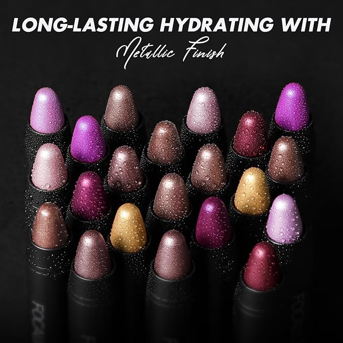FOCALLURE Ultra Chic Metallic Lipstick,Rich Vitamin E Lip Crayon,Lightweight Shinning Color without Drying or Fading,Long Lasting Lips Makeup,#20 Lavender