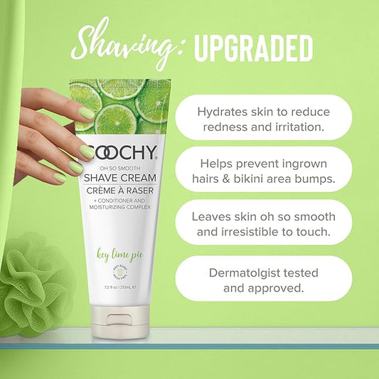 Coochy Shave Cream - Moisturizing Shave Lotion - Gentle Intimate Shaving Cream - For Bikini Area, Underarms, Legs & More - Rash-Free, Hydrating Formula - Key Lime Pie, 3.4 oz