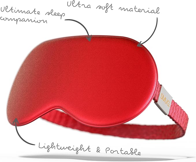 SMUG Satin Sleep Mask & Eye Mask | Travel Sleep Masks for Women & Men | Soft Sleeping Eye Mask to Nourish Skin & Reduce Dark Circles | Eye Sleep Mask Shades to Block Out Light | Red