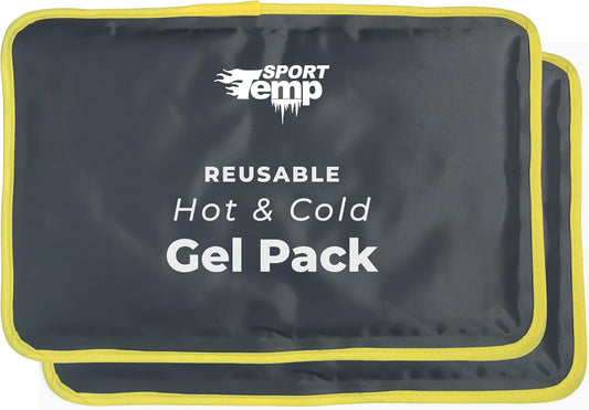 Hot & Cold Reusable Gel Packs (Medium, 2 Pack) Flexible Soft Compress - Ice & Heat Therapy for Injuries, Back, Shoulder, Hip, Knee, Joint Pain, Swelling, Bruises, Post Surgery - Sport Temp