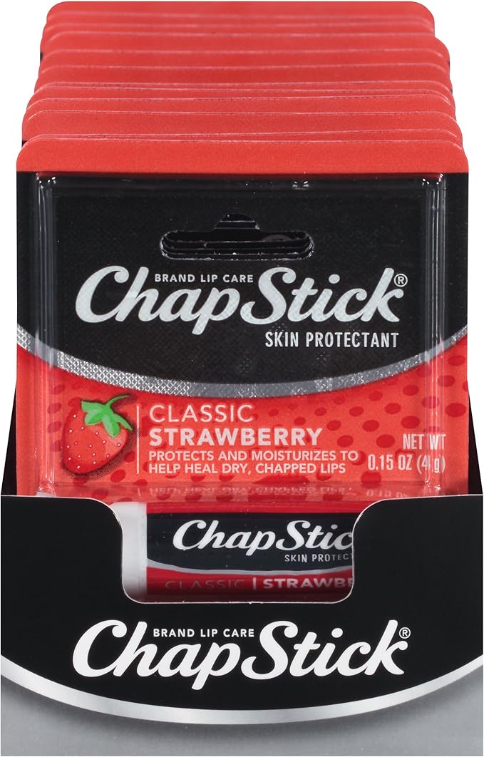 ChapStick Classic Skin Protectant (Strawberry, 0.15 Ounce Stick ,24 Count (Pack of 1)