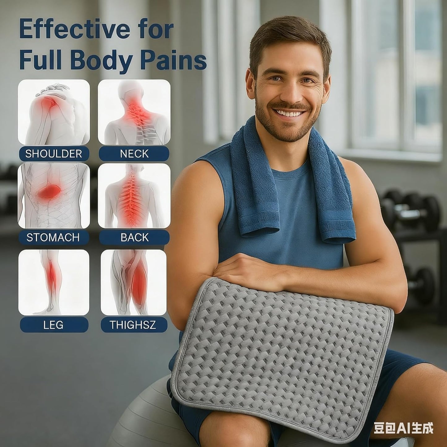 Large Heating Pad,20"x40" Extra Large Heating Pad for Back Pain Relief Electric Heating for Period Cramps Neck Shoulder Knee Pain Relief Moist/Dry Heat Auto Shut Off 10 Heat Setting Machine Washable