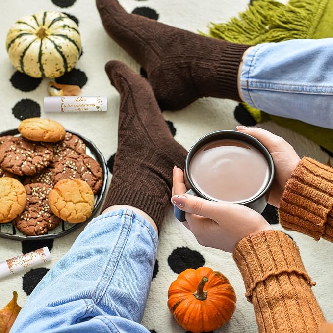 Dunzy 50 Pcs Thank You Gift Lip Balm Bulk Baby Shower Party Favors Bridal Shower Favor Lip Care with Assorted Fruit Flavors Thank You Lipstick for Guest Basket Gift Stuffer (Pumpkin)