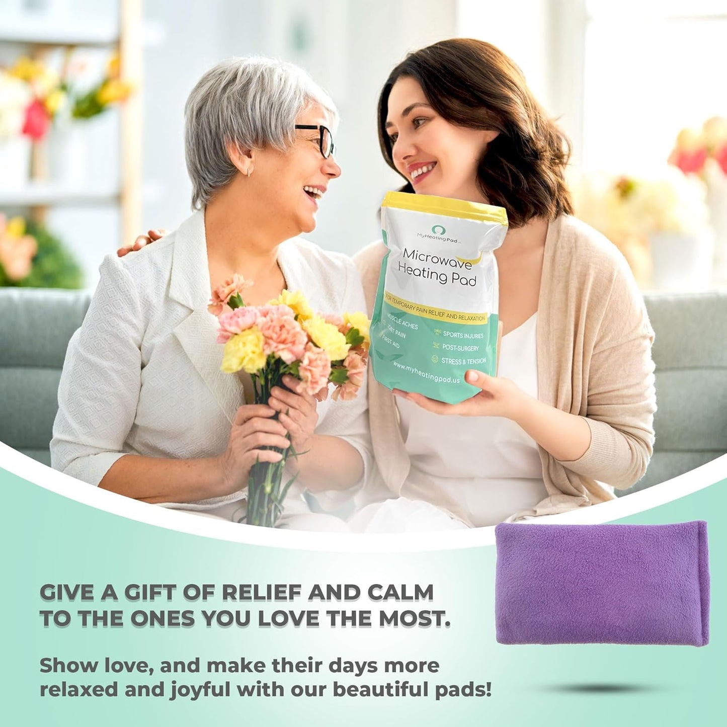 My Heating Pad Microwave Heating Pad - Moist Microwavable Heating Pads for Joints and Muscles Relief - Microwave Hot Pack Heat Pad for Cramps - Chilled or Heated Pad Therapy - Purple - Lavender Scent