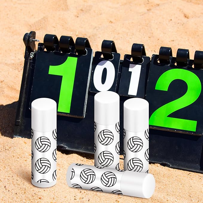 Demissle 24 Pcs Sports Team Gifts Sports Lip Balm Sports Party Favors Sports Theme Lipstick for Team Gifts(Volleyball)