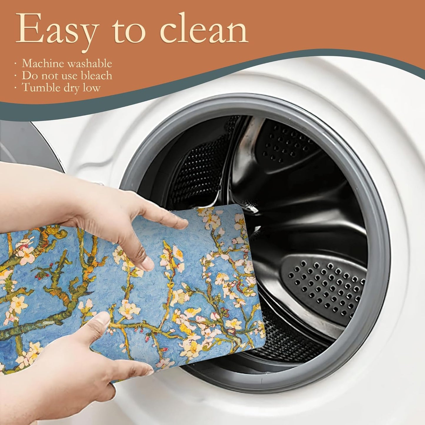 Almond Blossom Tree Dish Drying Mat for Kitchen Counter Decor,Flower Dish Drying Rack Pad Absorbent Reversible Microfiber for Coffee Tableware Sink Countertop 18x24 Inch