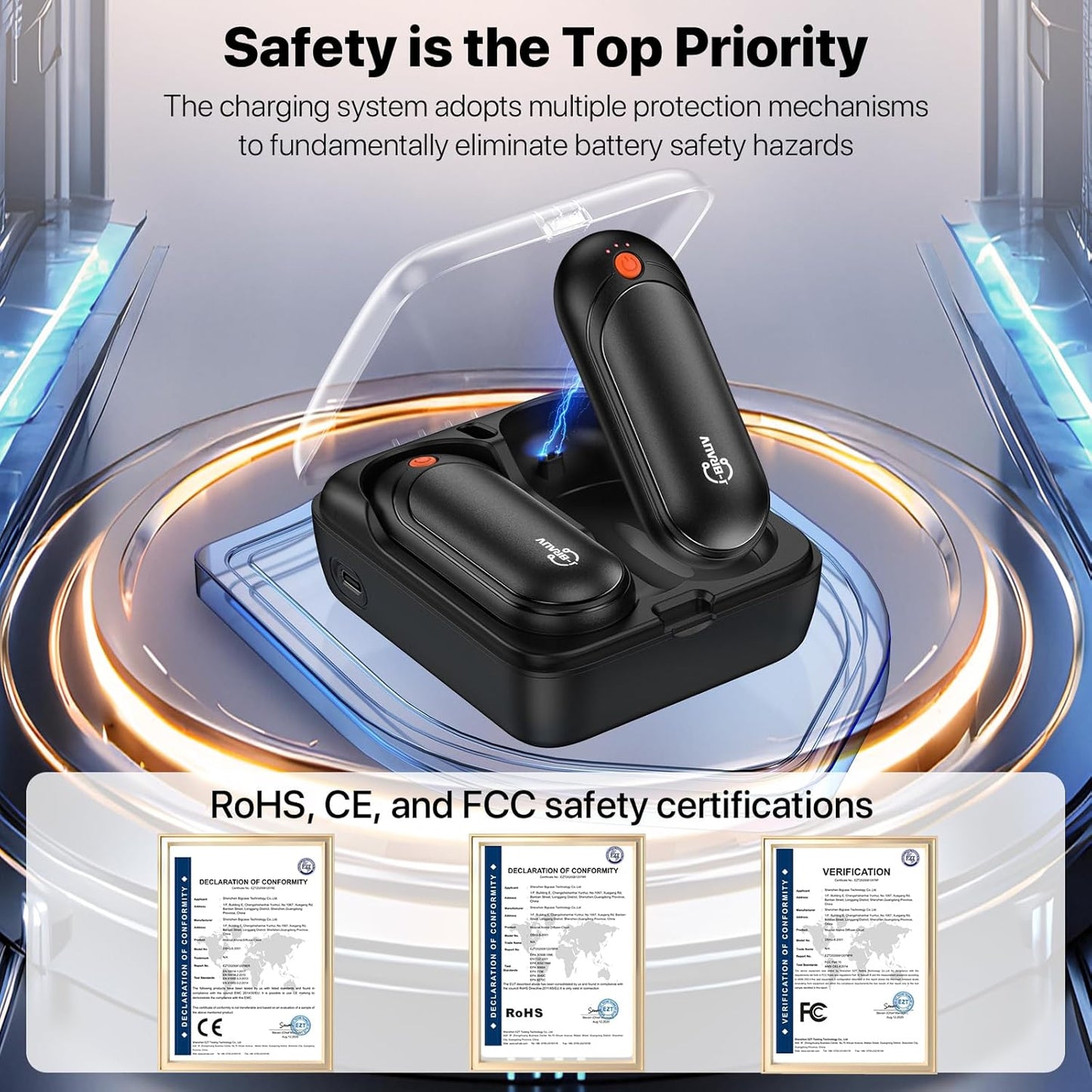 Hand Warmers Rechargeable 2 Pack, 14000mAh Electric Hand Warmers, Smart Chips 24Hrs Long Safe Heat, Portable Pocket Heater, Gifts for Christmas, Outdoor, Golf, Hunting, Camping Accessories