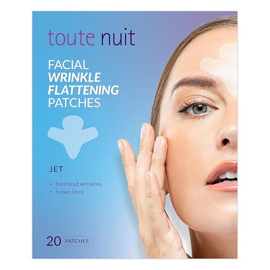 Toute Nuit Wrinkle Patches – Jet – Face Tape for Forehead and Large Frown Lines – Hypoallergenic Anti Wrinkle Patches – 20 Count, Made in USA