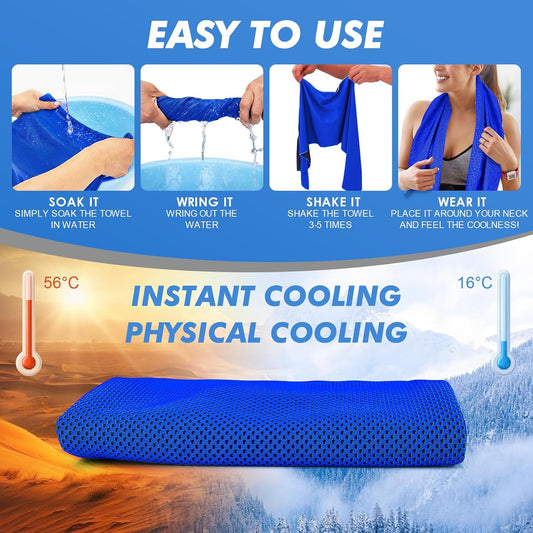 6 Pack Cooling Towels (47"x12") for Neck and Face, Ice Towel for Hot Weather, Soft Breathable Chilly Gym Towels, Microfiber Towel for Work Out, Yoga, Running, Camping & More Activities
