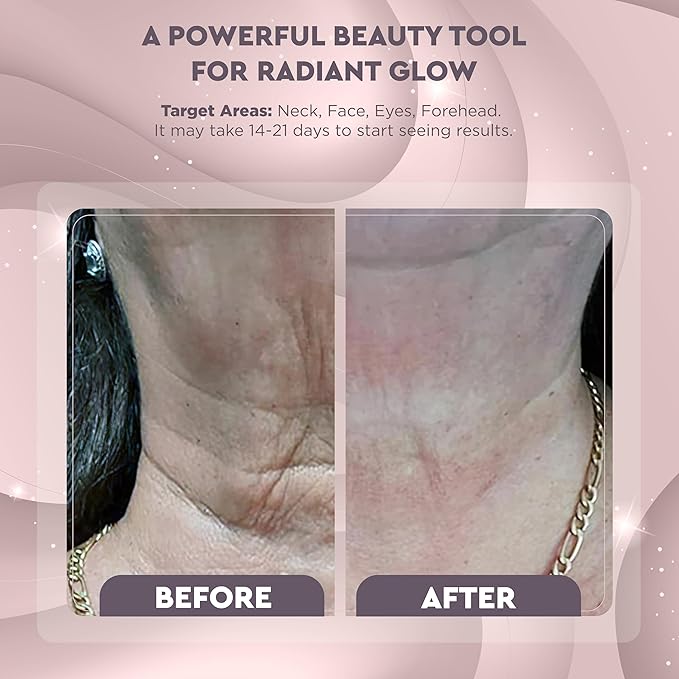 GLO24K Red Light for Face & Neck Beauty Device - 3 in 1 Facial Massager Tool and Neck Care Device for Neckline Care, Face and Neck Massager for Women