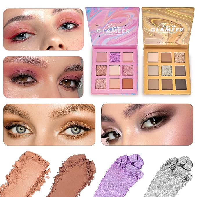 Eyeshadow,18Colors Eyeshadow Palette, Matte&Glitter&Shimmer Eyeshadow,for Eye Makeup Long Lasting Waterproof Eye Makeup Palette, Glitter Shimmer Professional Bright-Colored Eye Shadow(G005-1/G005-2)