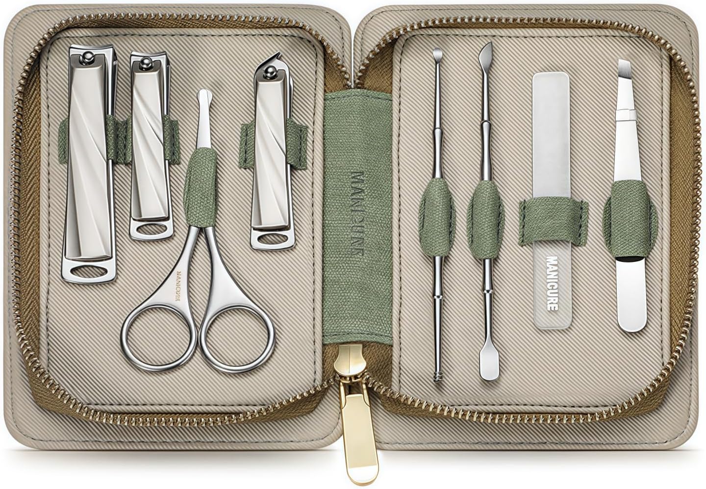 8-Piece Manicure Pedicure Set-Stainless Steel Nail Clippers Toenail Fingernail Cutters with Travel Case Complete Grooming Kit (Blue)