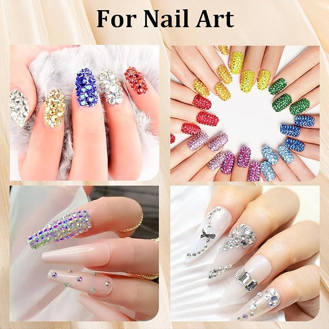 Colorful Face Gems for Makeup Set, Flatback Gorgeous Charming Mixed-Colored Chameleon Crystals with Makeup Glue+Picker Pencil+Tweezer for Eye Body Hair Make-up and Nail Art Deco