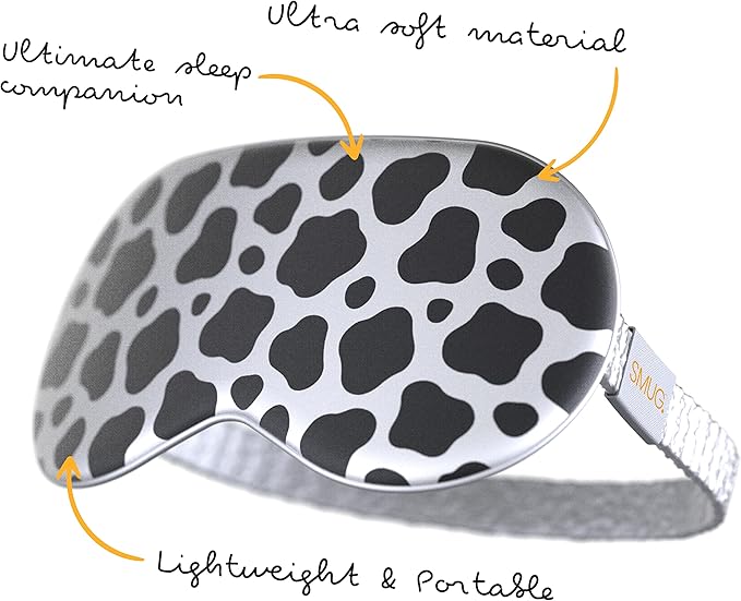SMUG Satin Sleep Mask & Eye Mask | Travel Sleep Masks for Women & Men | Soft Sleeping Eye Mask to Nourish Skin & Reduce Dark Circles | Eye Sleep Mask Shades to Block Out Light | Cow
