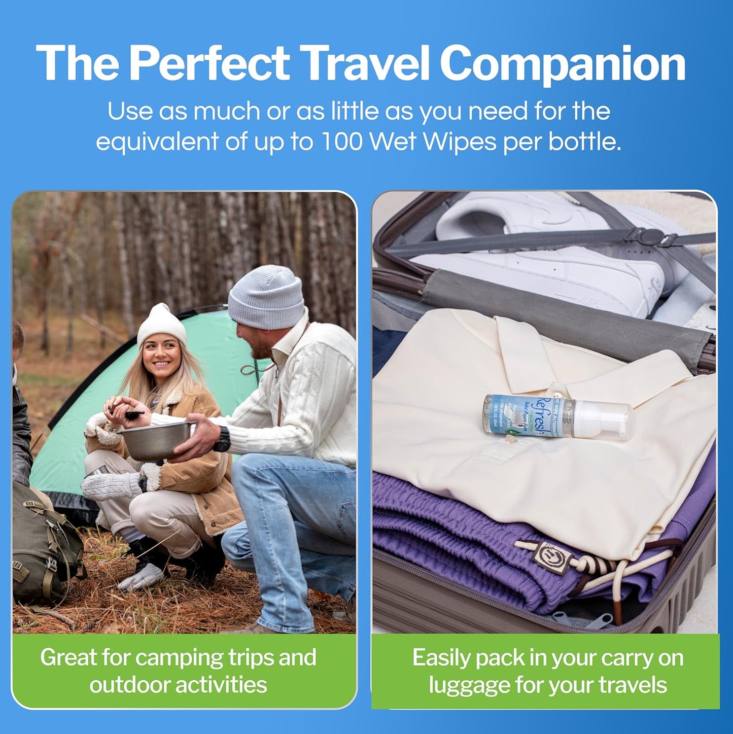 Refresh Liquid Wipe Alcohol Free - Toilet Paper Foam. Eco-Friendly Wet Wipe Alternative For Sensitive Skin. Cleanses and Soothes with Witch Hazel and Aloe. Plumbing and Septic Safe. 250ml (8.45 Fl Oz)