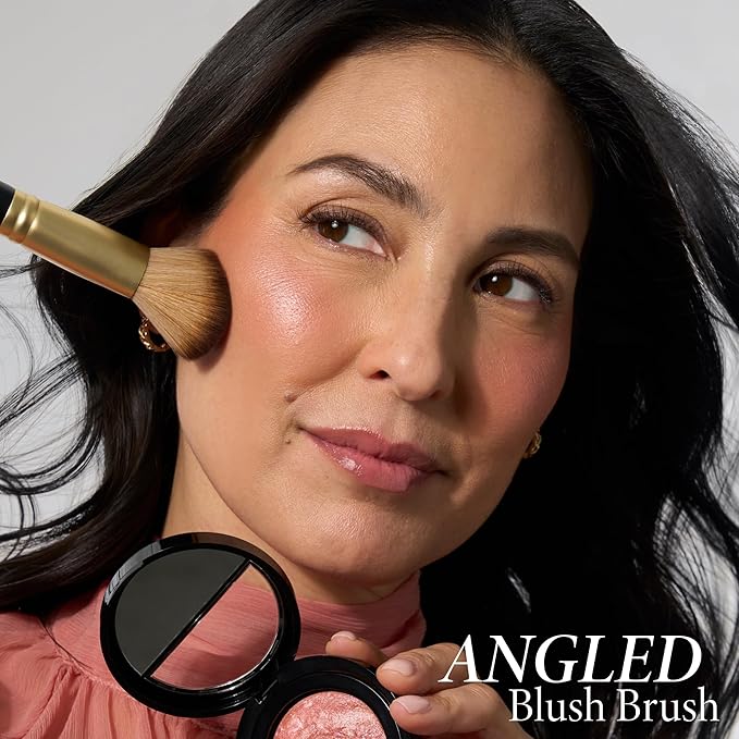 LAURA GELLER NEW YORK Baked Blush-n-Brighten Marbleized Blush + Angled Brush (07 Sunlit Rose, 47mm)