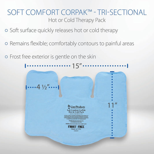 Core Products Soft Comfort CorPak – Reusable Hot & Cold Therapy Pack, Ice Pack for Injuries, No-Frost Compress for Muscle, Back & Joint Pain Relief – 11" x 15", Made in USA